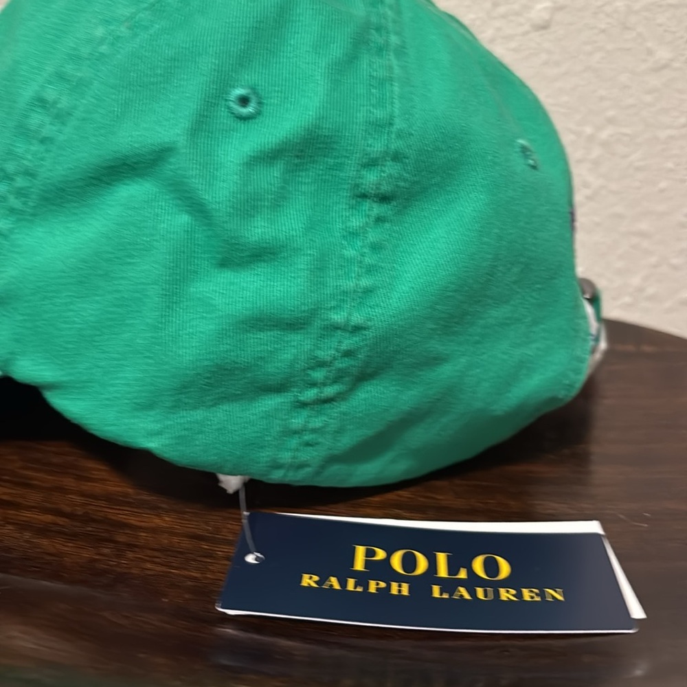 COPY - Ralph Lauren Vibrant Green Cap with Purple Logo - Picture 3 of 5